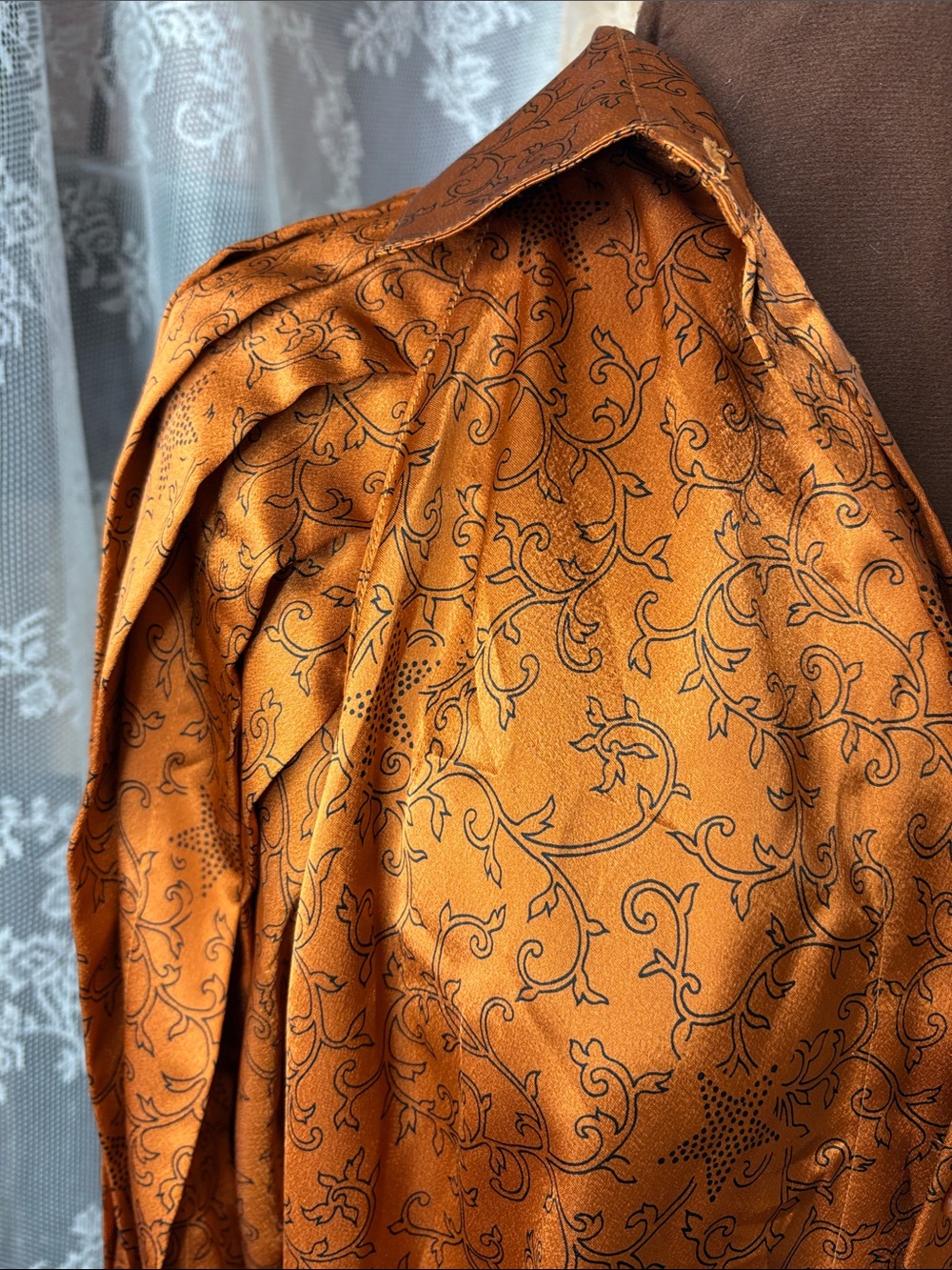 Vintage 80s Jac Dale Satin Blouse L - Picture 7 of 7